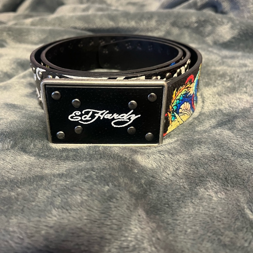 Ed Hardy Black Belt with Vibrant Design